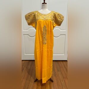 XL San Antonino Maxi Dress,Oax,Mexican dress Hand Embroidered with Silk threads.
